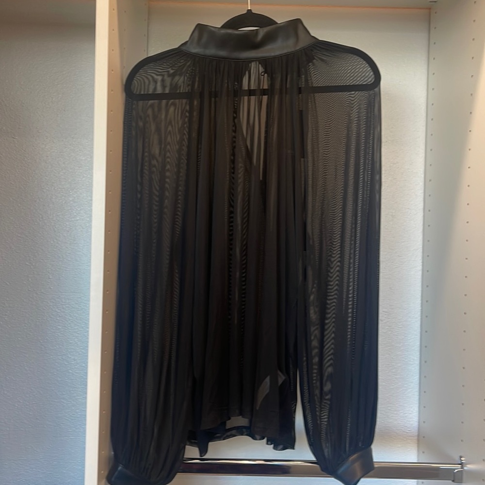 BNWT Chiffon Blouse trimmed in Leather